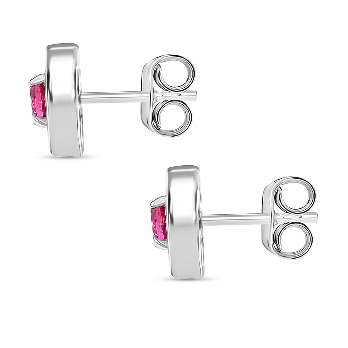 D'Joy Lab Grown Bixbite &amp; Moissanite Stud Push Post Earring in Rhodium Overlay Sterling Silver 8266720 4