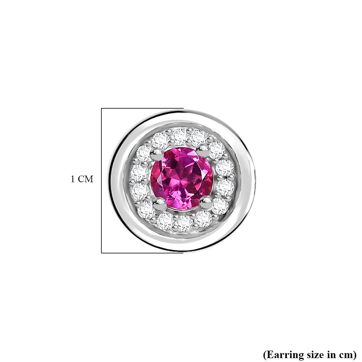 D'Joy Lab Grown Bixbite &amp; Moissanite Stud Push Post Earring in Rhodium Overlay Sterling Silver 8266720 5