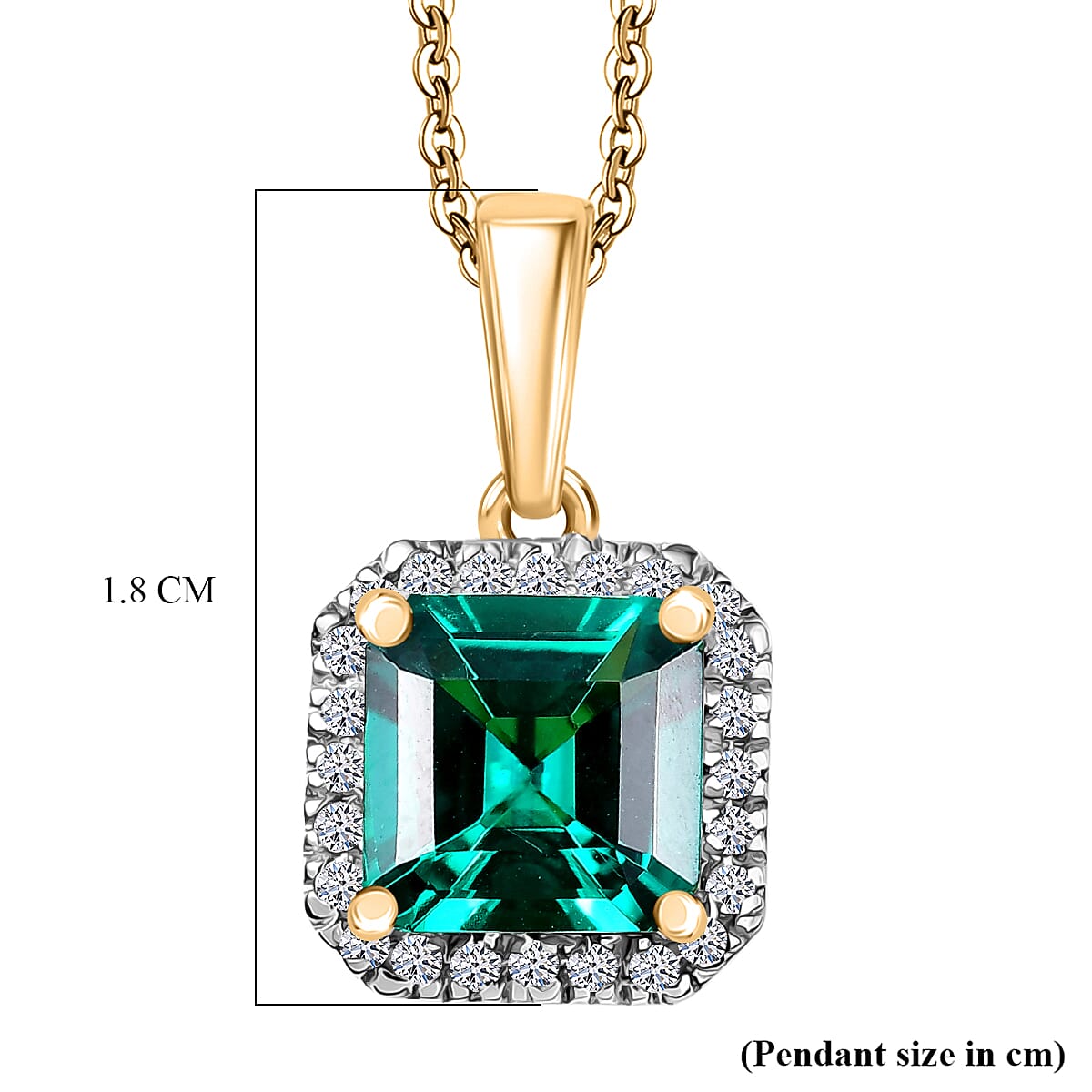 Luxuriant Lab Grown Columbian Emerald &amp; Lab Grown Diamond Pendant in 18K Vermeil Yellow Gold Plated Sterling Silver 1.48 Ct. 8264624 6