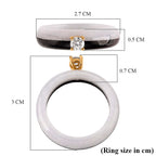 Lab Grown Diamond SI-GH (0.50Ct)  & Boots Black & Natural White Jade Ring in 18K Vermeil Yellow Gold Plated Sterling Silver 13.50 Ct.
