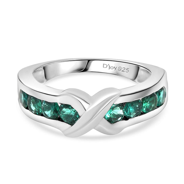 D'Joy Lab Grown Emerald Ring in Rhodium Overlay Sterling Silver 8243331 1