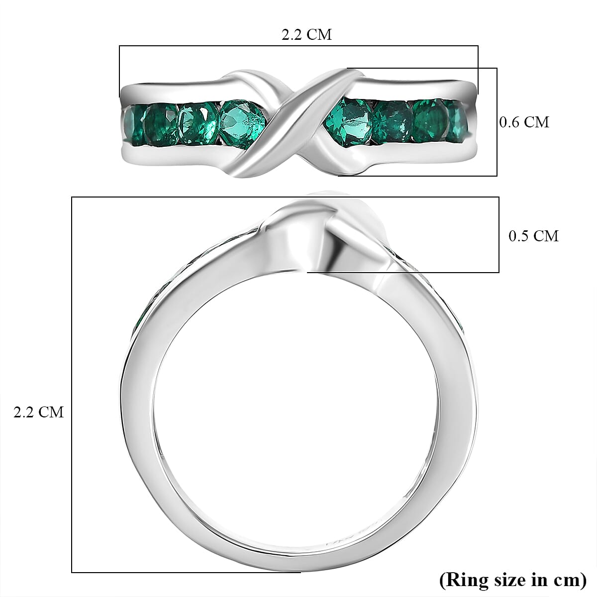D'Joy Lab Grown Emerald Ring in Rhodium Overlay Sterling Silver 8243331 6
