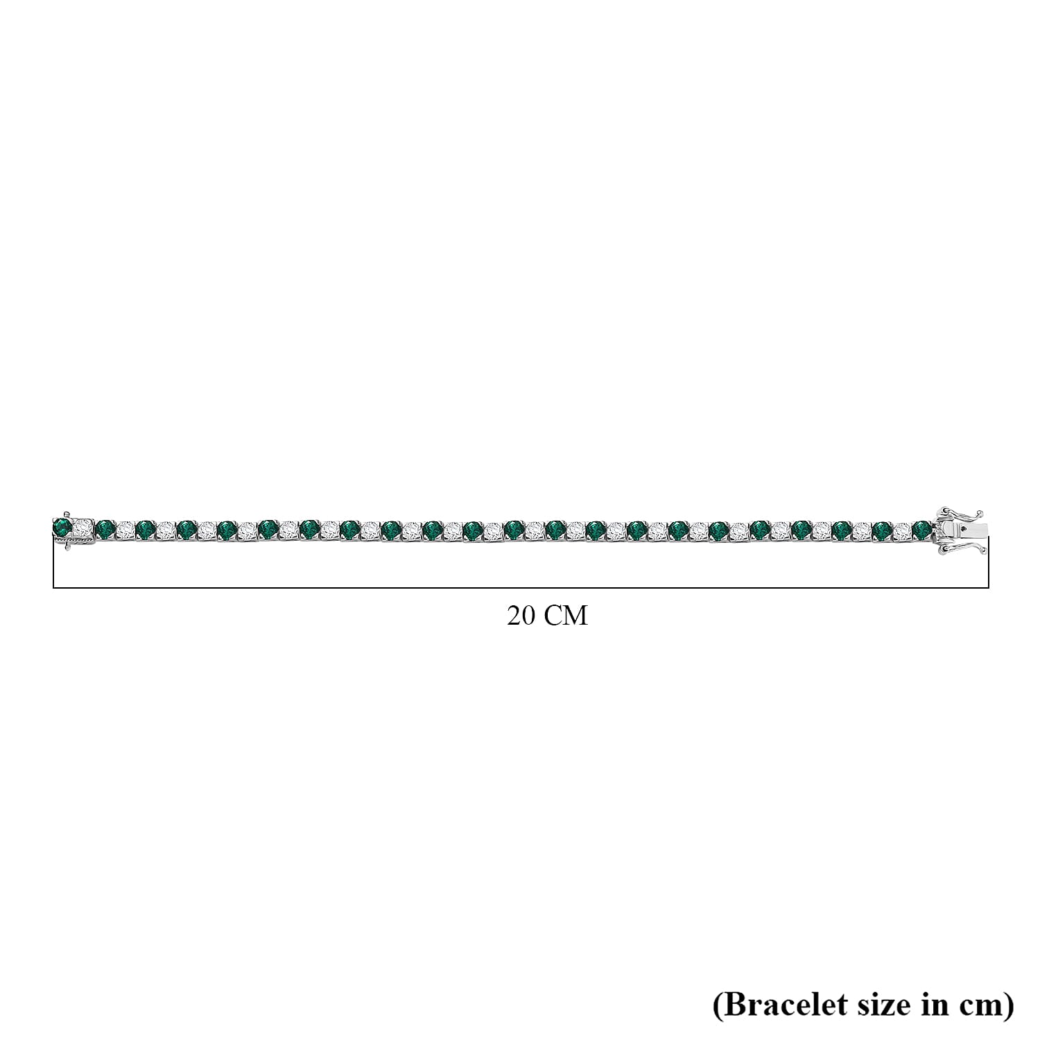 D'joy Lab Grown Emerald, Moissanite Tennis Bracelet (Size 7.5) with Box Clasp in Rhodium Overlay Sterling Silver 10.13 Ct. 8239341 5