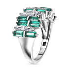 D'Joy Lab Grown Emerald & Moissanite Ring in Rhodium Overlay Sterling Silver 2.50 Ct.