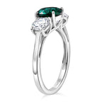 D'Joy Lab Grown Emerald & Moissanite Ring in Rhodium Overlay Sterling Silver 2.12 Ct.