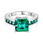 Biggest Close Out Deal- Lab Grown Emerald Asscher Cut Solitaire Ring in Rhodium Overlay Sterling Silver 3.32 Ct.