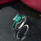 Biggest Close Out Deal- Lab Grown Emerald Asscher Cut Solitaire Ring in Rhodium Overlay Sterling Silver 3.32 Ct.