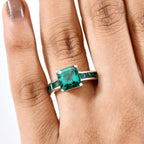 Biggest Close Out Deal- Lab Grown Emerald Asscher Cut Solitaire Ring in Rhodium Overlay Sterling Silver 3.32 Ct.
