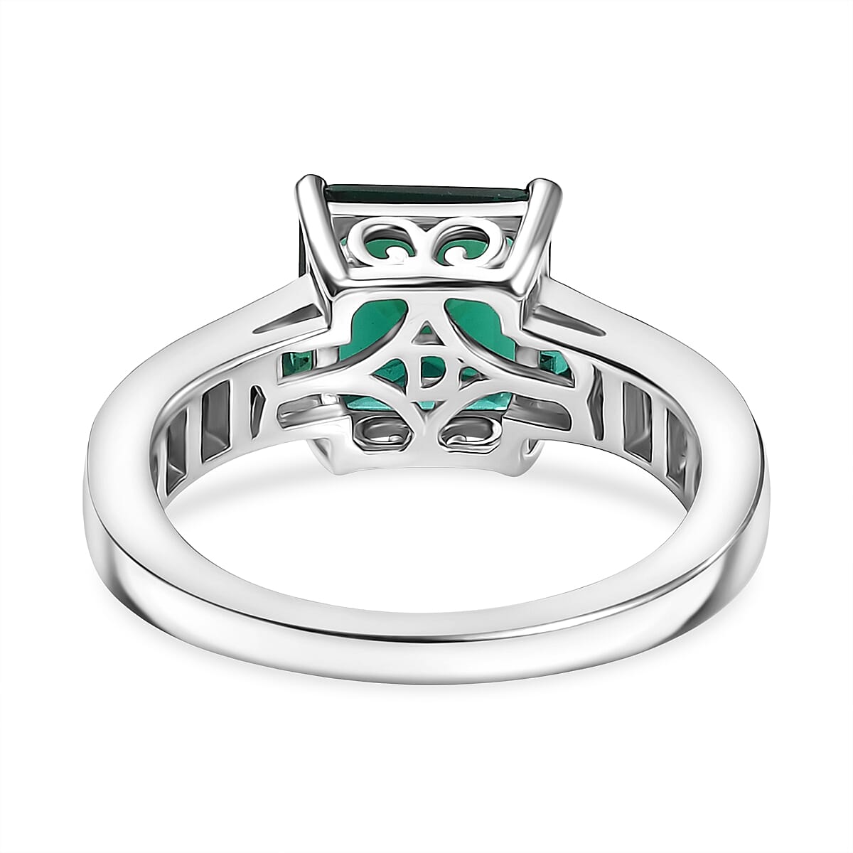 D'Joy Lab Grown Emerald Solitaire Ring in Rhodium Overlay Sterling Silver 8239854 4