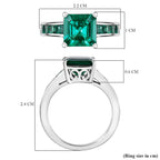 Biggest Close Out Deal- Lab Grown Emerald Asscher Cut Solitaire Ring in Rhodium Overlay Sterling Silver 3.32 Ct.