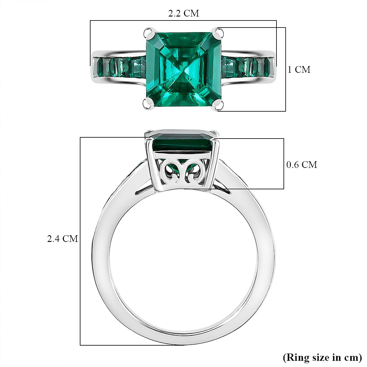 D'Joy Lab Grown Emerald Solitaire Ring in Rhodium Overlay Sterling Silver 8239854 5