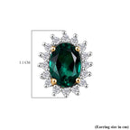 Lab Grown Emerald & White Zircon Earring in 18K Yellow Gold Plated Sterling Silver 1.69 Ct.