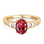 D'Joy Lab Grown Padparadscha Sapphire & White Zircon Ring in 18K Yellow Gold Plating Sterling Silver 2.22 Ct.
