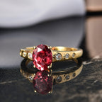 D'Joy Lab Grown Padparadscha Sapphire & White Zircon Ring in 18K Yellow Gold Plating Sterling Silver 2.22 Ct.