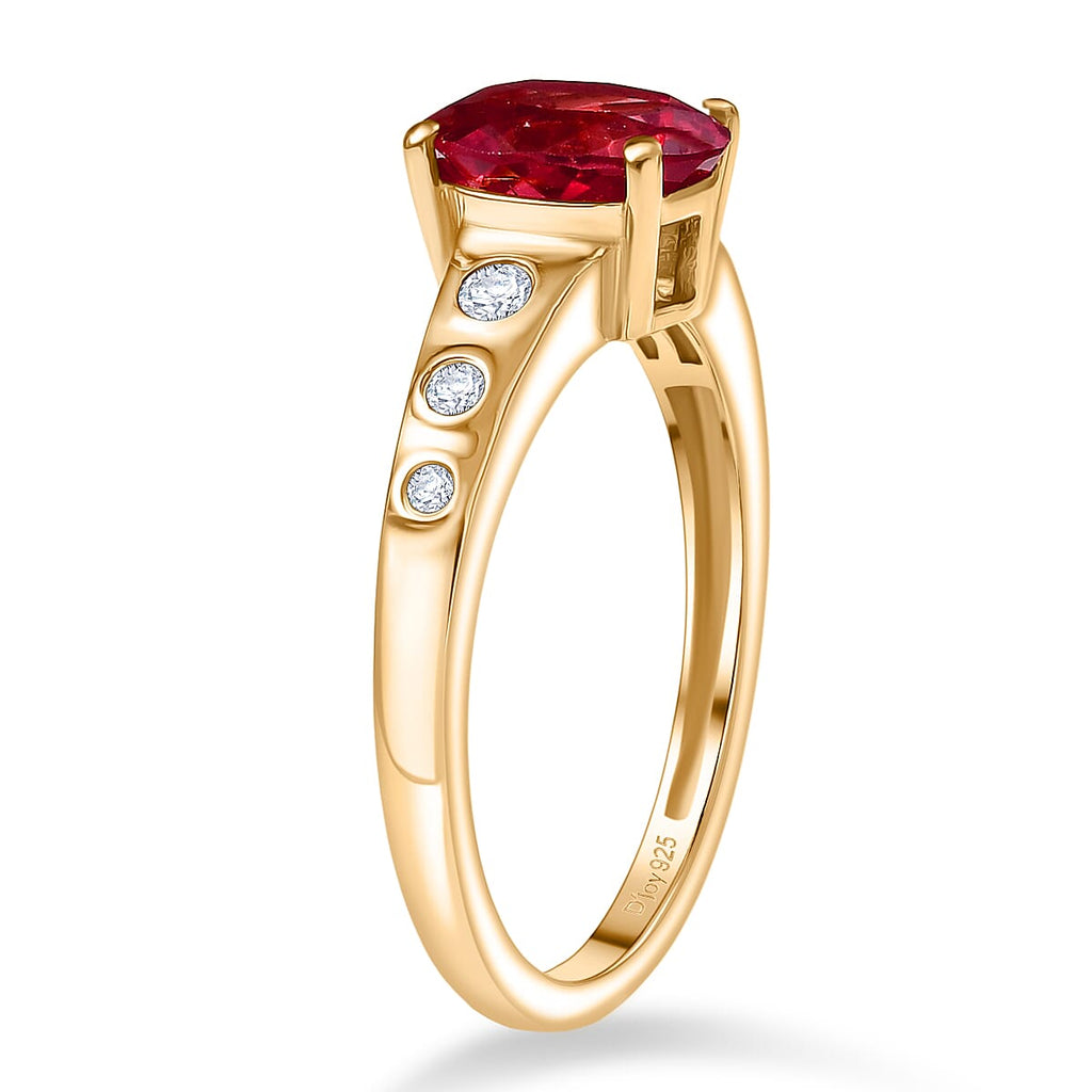 D'Joy Lab Grown Padparadscha Sapphire & White Zircon Ring in 18K Yellow Gold Plating Sterling Silver 2.22 Ct.