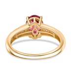 D'Joy Lab Grown Padparadscha Sapphire & White Zircon Ring in 18K Yellow Gold Plating Sterling Silver 2.22 Ct.