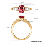 D'Joy Lab Grown Padparadscha Sapphire & White Zircon Ring in 18K Yellow Gold Plating Sterling Silver 2.22 Ct.