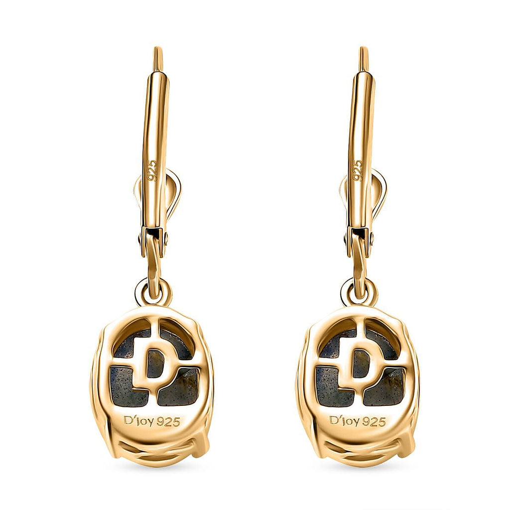D'Joy Labradorite Earring in Yellow Gold Plated Sterling Silver 3.83 Ct.
