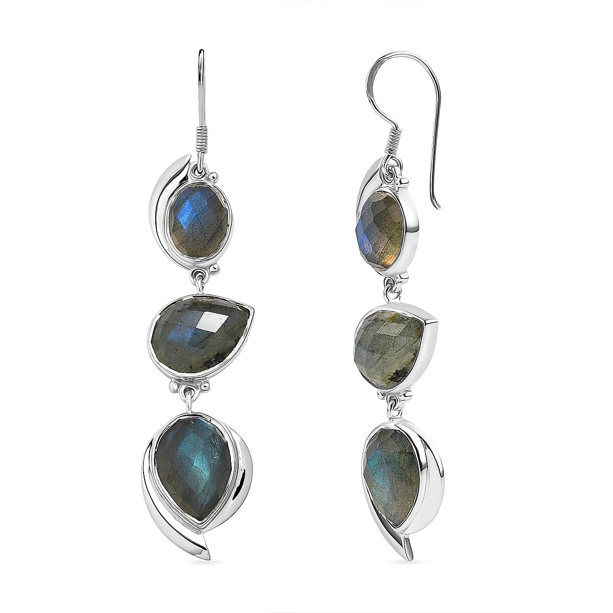 Sajen Silver- Labradorite Earring in Rhodium Overlay Sterling Silver 21.93 Ct 8364107 0