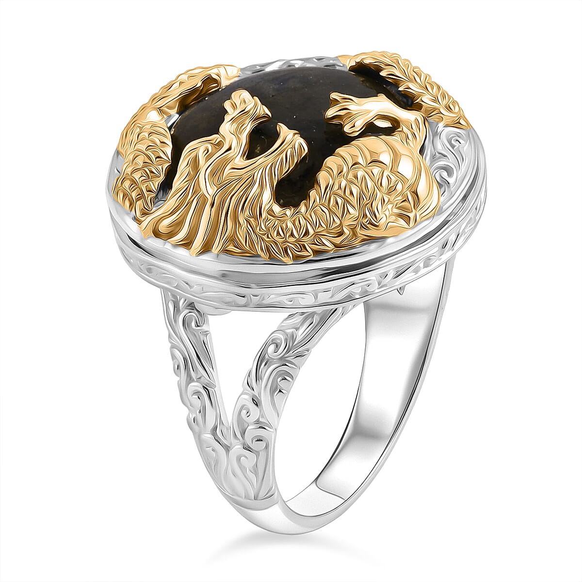 D'Joy Labradorite Dragon Ring in Yellow Gold Plated Sterling Silver 13.36 Ct 8514092 4