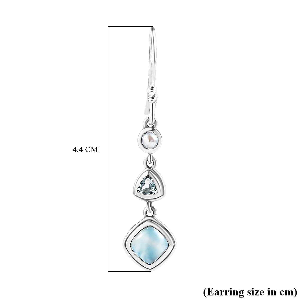 D'Joy Larimar, Skyblue Topaz and Fresh Water Pearl Dangling Earring with J Hook in Black Oxidised Sterling Silver 3.70 Ct. 8282877 6