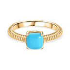 D'joy Sleeping Beauty Turquoise Ring in Yellow Gold Plating Sterling Silver