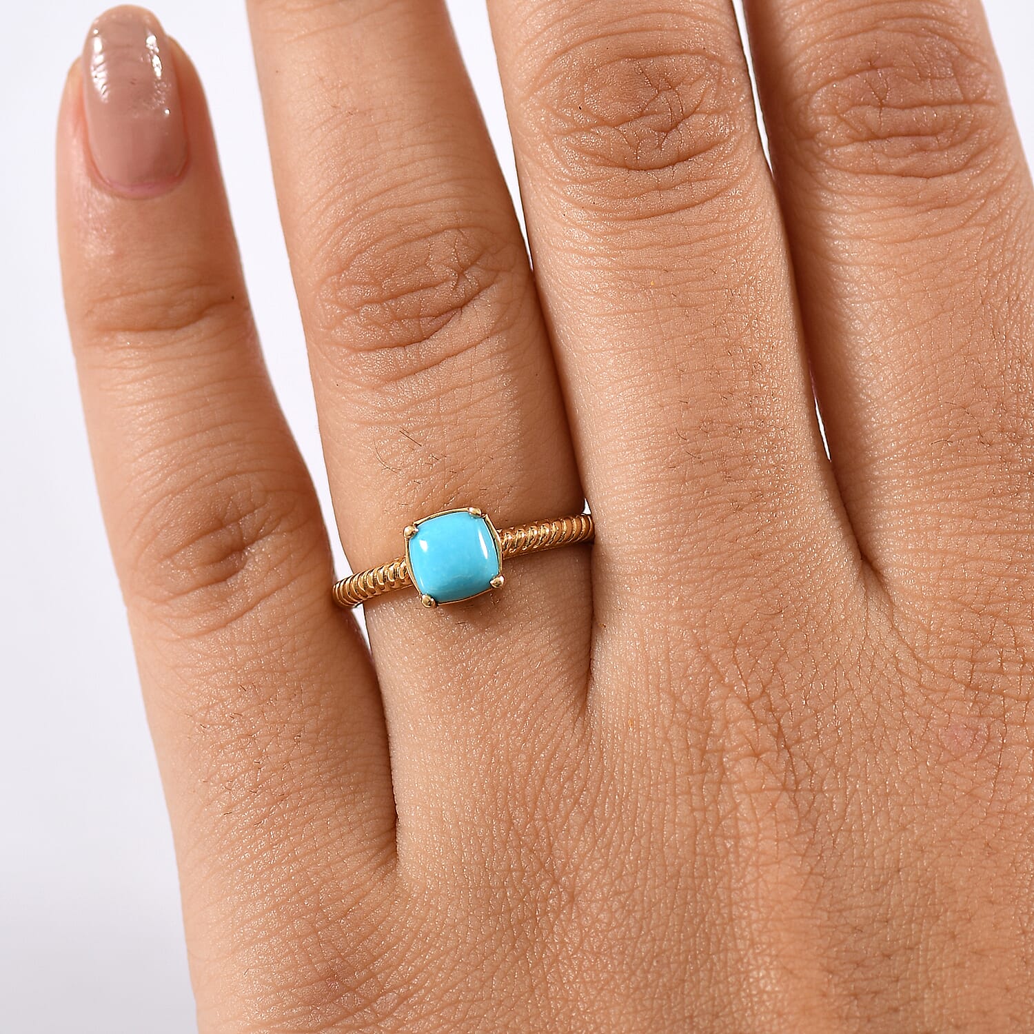 D'joy Sleeping Beauty Turquoise Ring in Yellow Gold Plating Sterling Silver 8231470 2