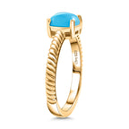 D'joy Sleeping Beauty Turquoise Ring in Yellow Gold Plating Sterling Silver