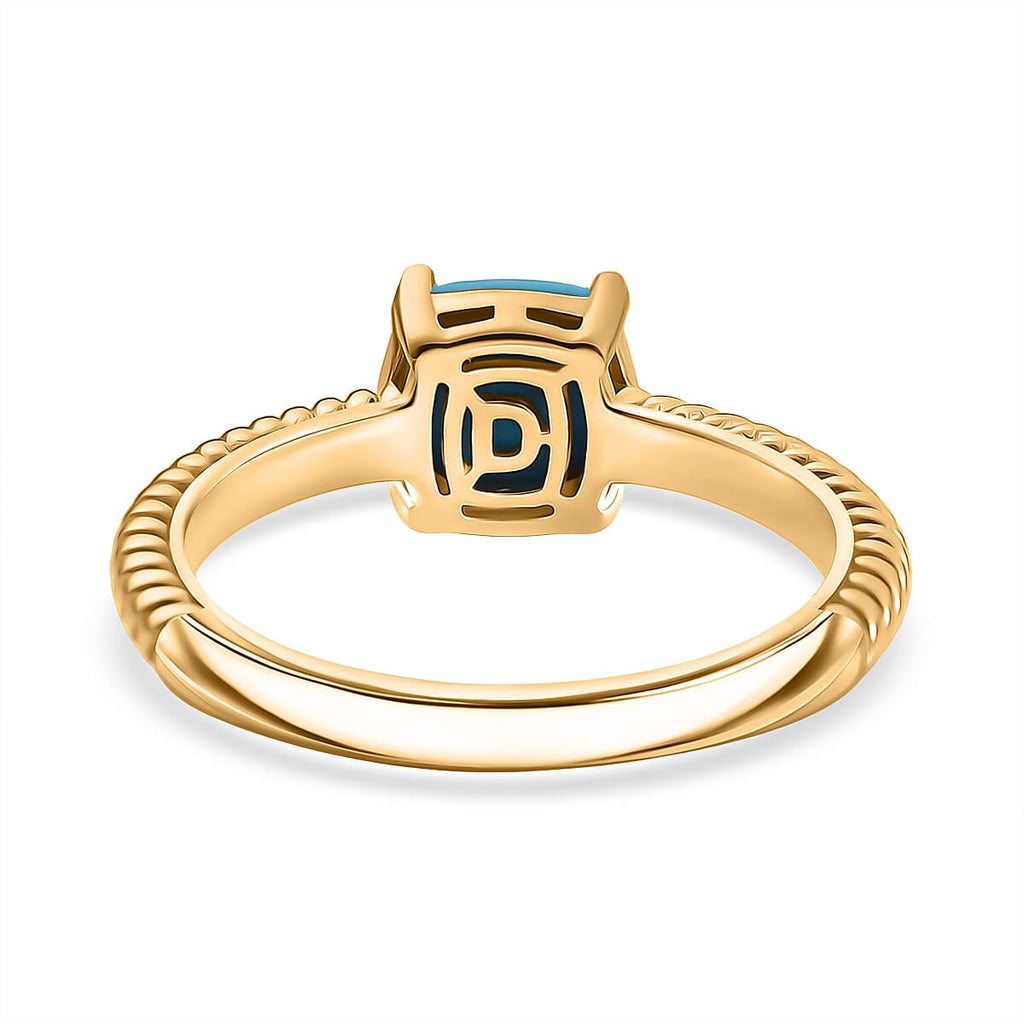 D'joy Sleeping Beauty Turquoise Ring in Yellow Gold Plating Sterling Silver