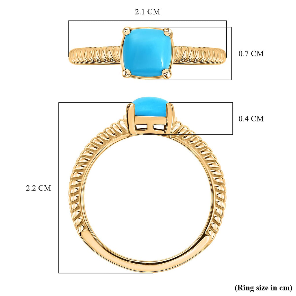D'joy Sleeping Beauty Turquoise Ring in Yellow Gold Plating Sterling Silver