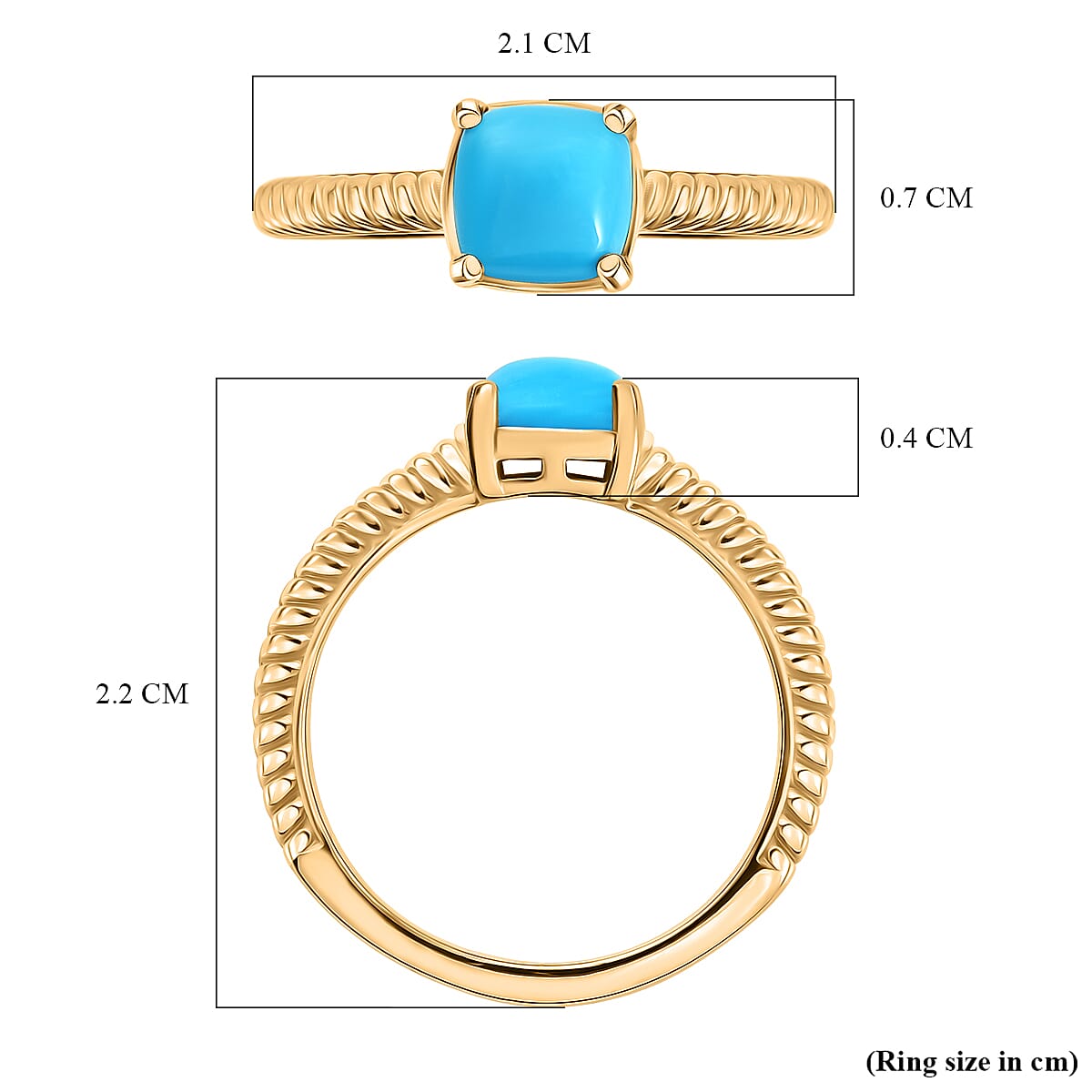 D'joy Sleeping Beauty Turquoise Ring in Yellow Gold Plating Sterling Silver 8231470 5