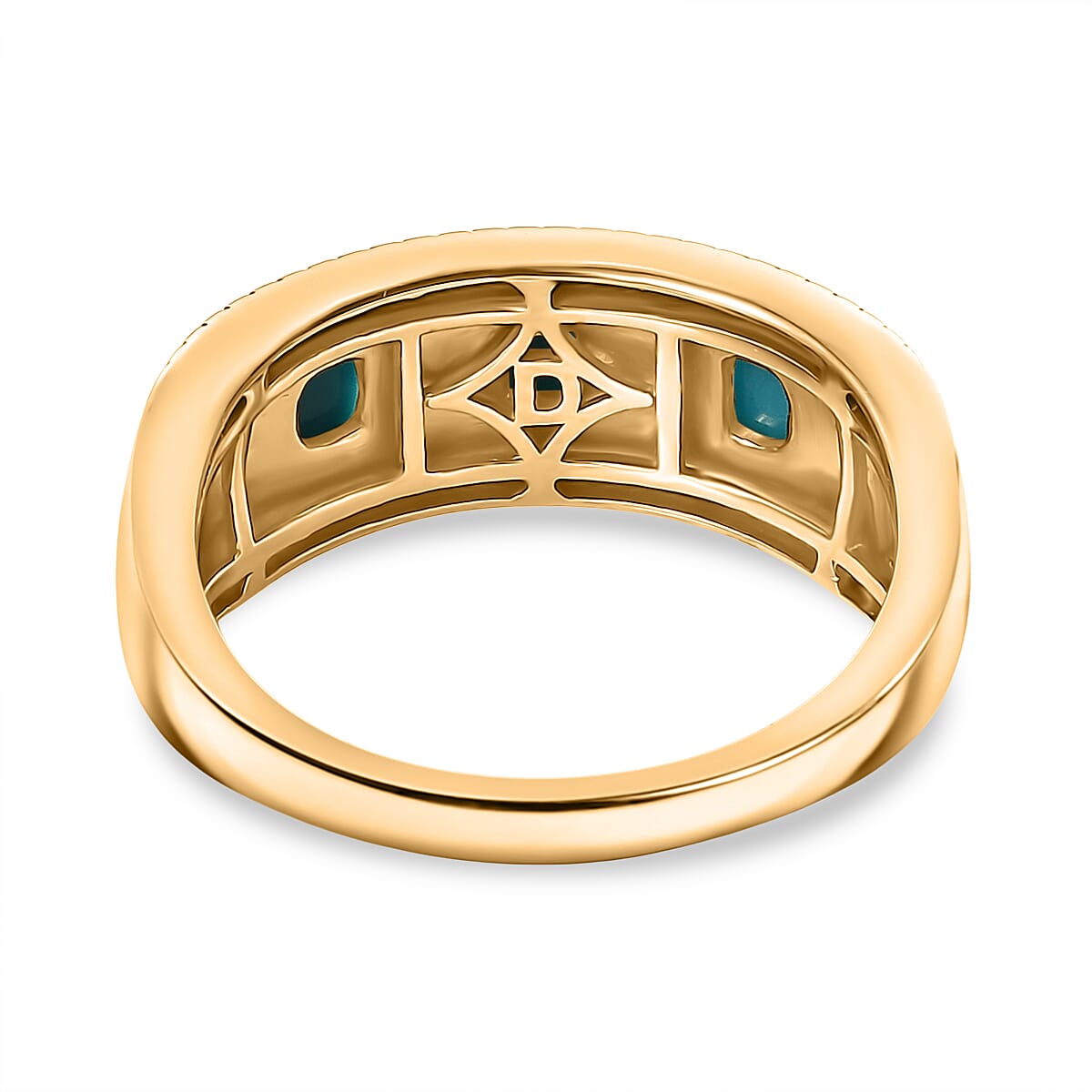 D'joy Sleeping Beauty Turquoise 3-Stone Ring in Yellow Gold Plated Sterling Silver 0.37 Ct. 8229826 4