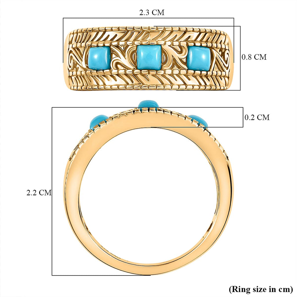 D'Joy Sleeping Beauty Turquoise Trilogy Ring Sterling Silver