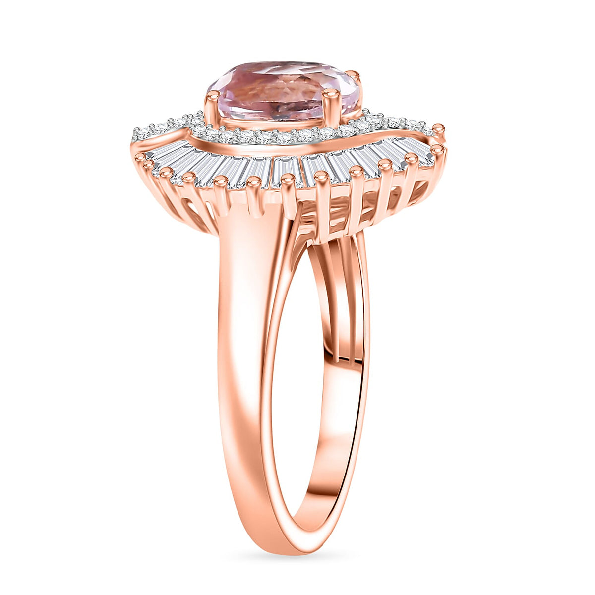 D'Joy Martha Rocha Kunzite, Moissanite Halo Ring in 18K Vermeil Rose Gold Plated Sterling Silver  2.49  Ct. 8251671 4