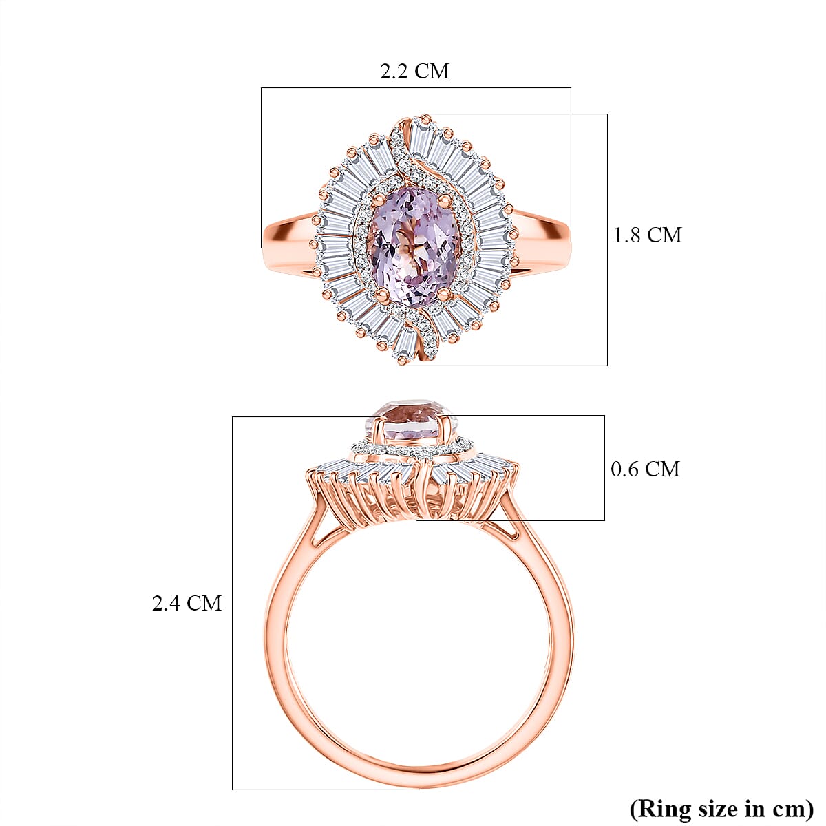 D'Joy Martha Rocha Kunzite, Moissanite Halo Ring in 18K Vermeil Rose Gold Plated Sterling Silver  2.49  Ct. 8251671 6