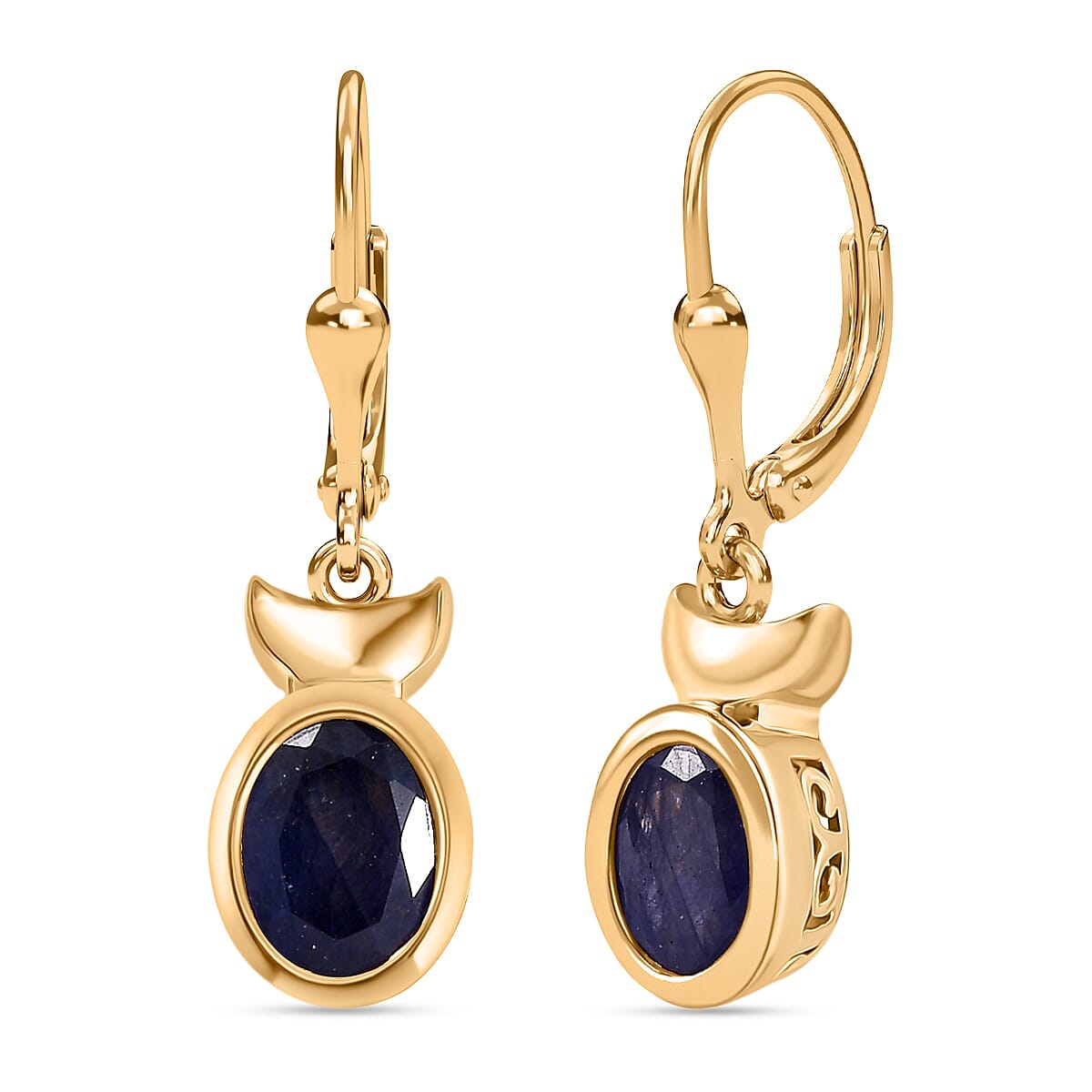 D'Joy Masoala Sapphire Dangling Earring in Yellow Gold Plated Sterling Silver 3.88 Ct. 8265826 0