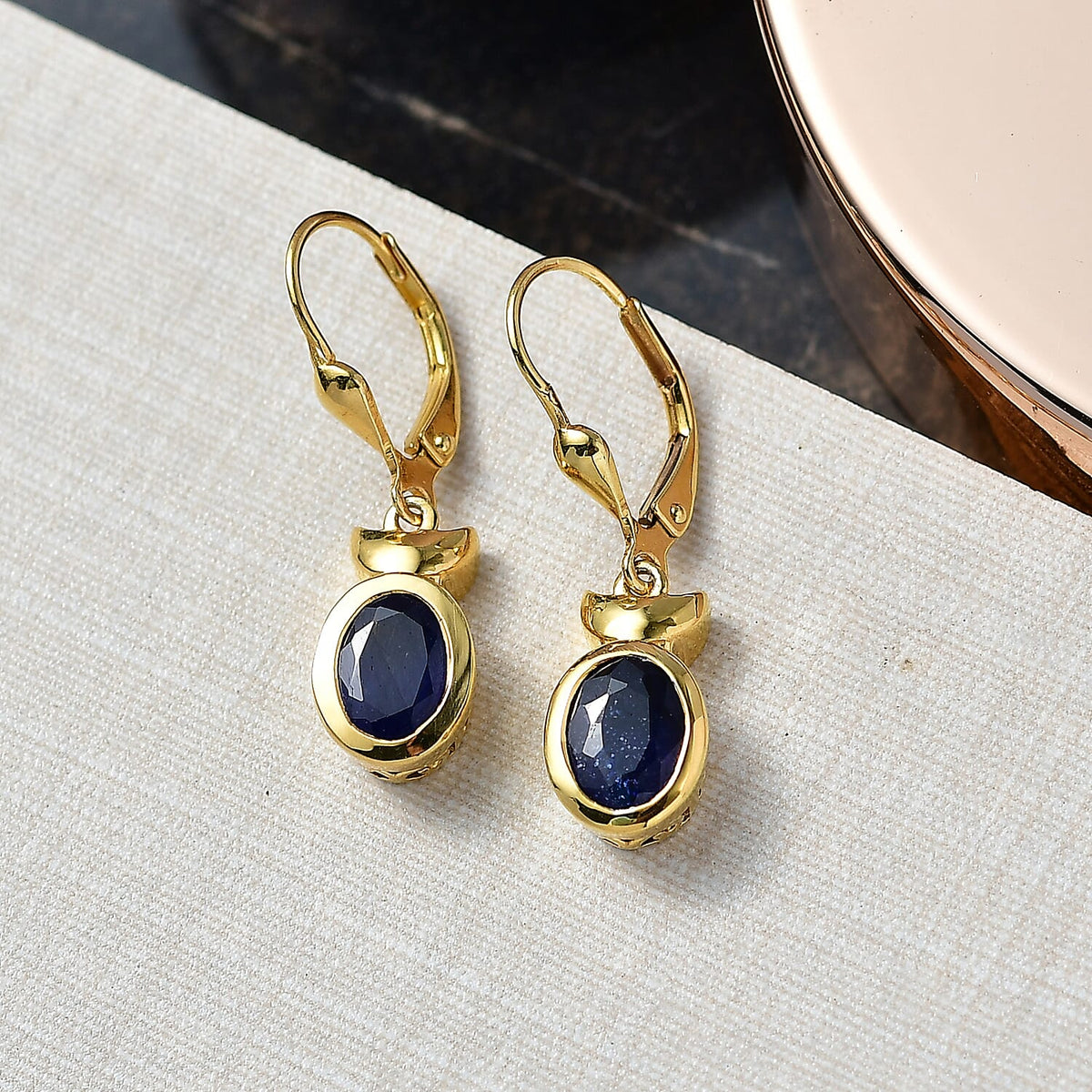 D'Joy Masoala Sapphire Dangling Earring in Yellow Gold Plated Sterling Silver 3.88 Ct. 8265826 1