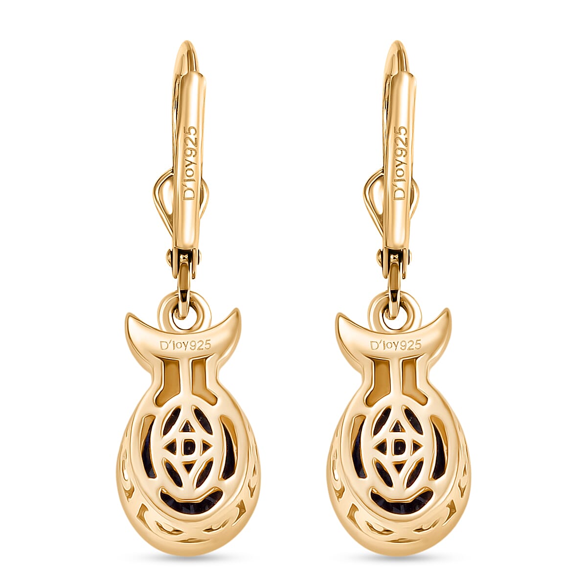 D'Joy Masoala Sapphire Dangling Earring in Yellow Gold Plated Sterling Silver 3.88 Ct. 8265826 4