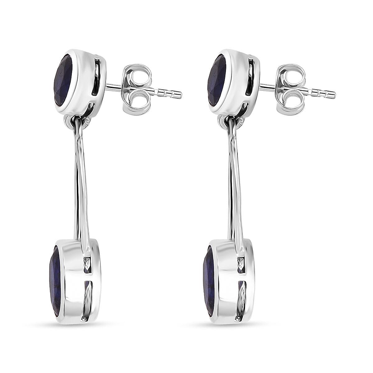 D'Joy Masoala Sapphire Earring in Rhodium Overlay Sterling Silver 4.17 Ct. 8282127 3