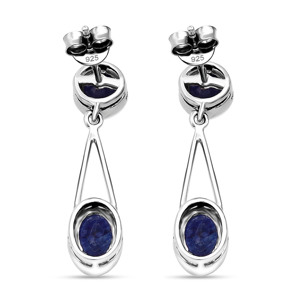 D'Joy Masoala Sapphire Earring in Rhodium Overlay Sterling Silver 4.17 Ct. 8282127 4