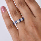 D'Joy Masoala Sapphire & Ethiopian Opal 7 Stone Look Ring in Rhodium Overlay Sterling Silver 1.95 Ct.