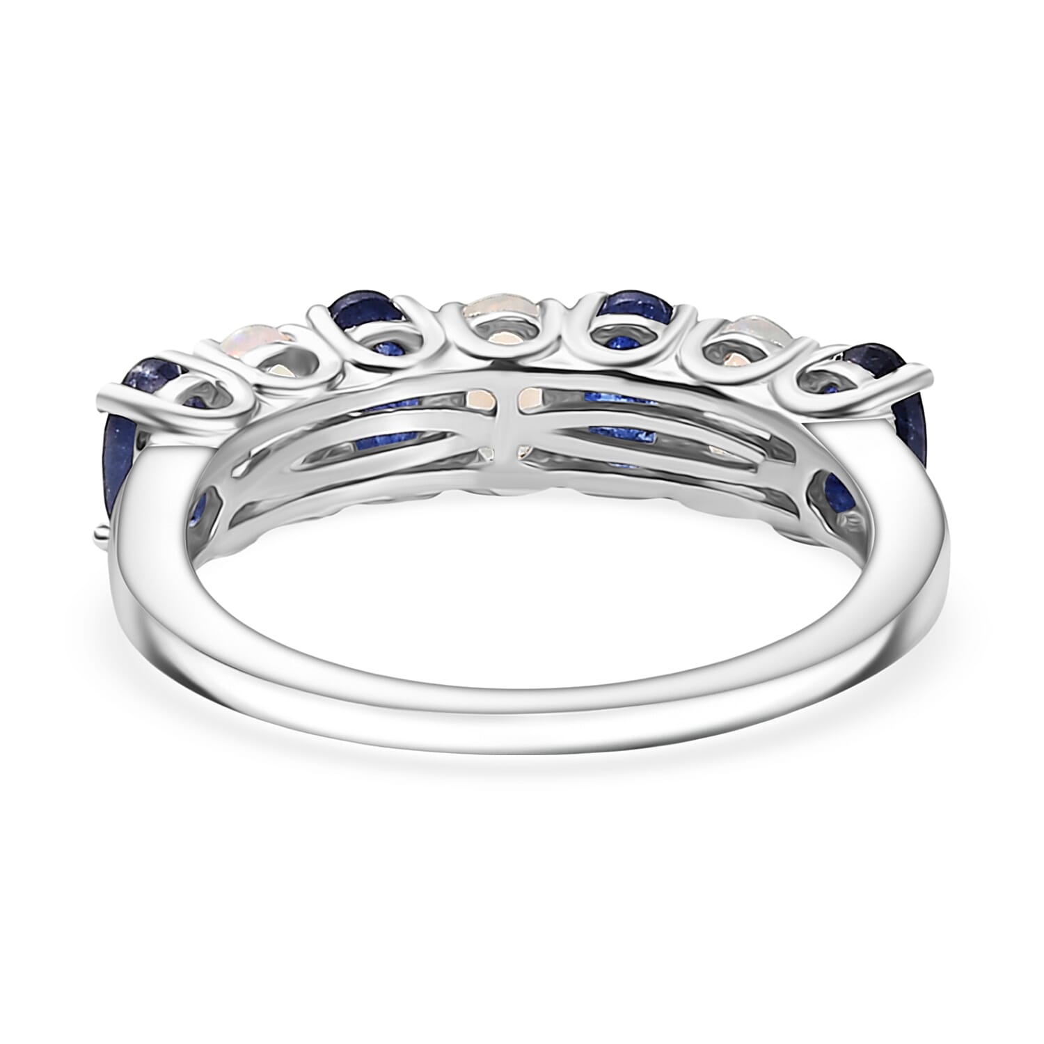 D'Joy Masoala Sapphire &amp; Ethiopian Opal 7 Stone Look Ring in Rhodium Overlay Sterling Silver 1.95 Ct. 8263154 5