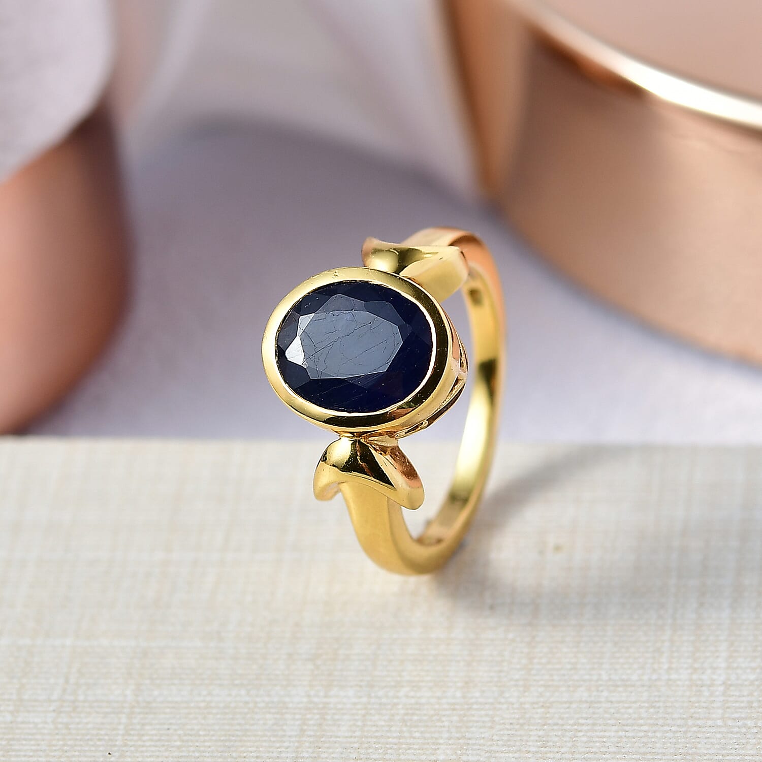 D'Joy Masoala Sapphire Ring in Yellow Gold Plated Sterling Silver 3.90 Ct. 8265831 1
