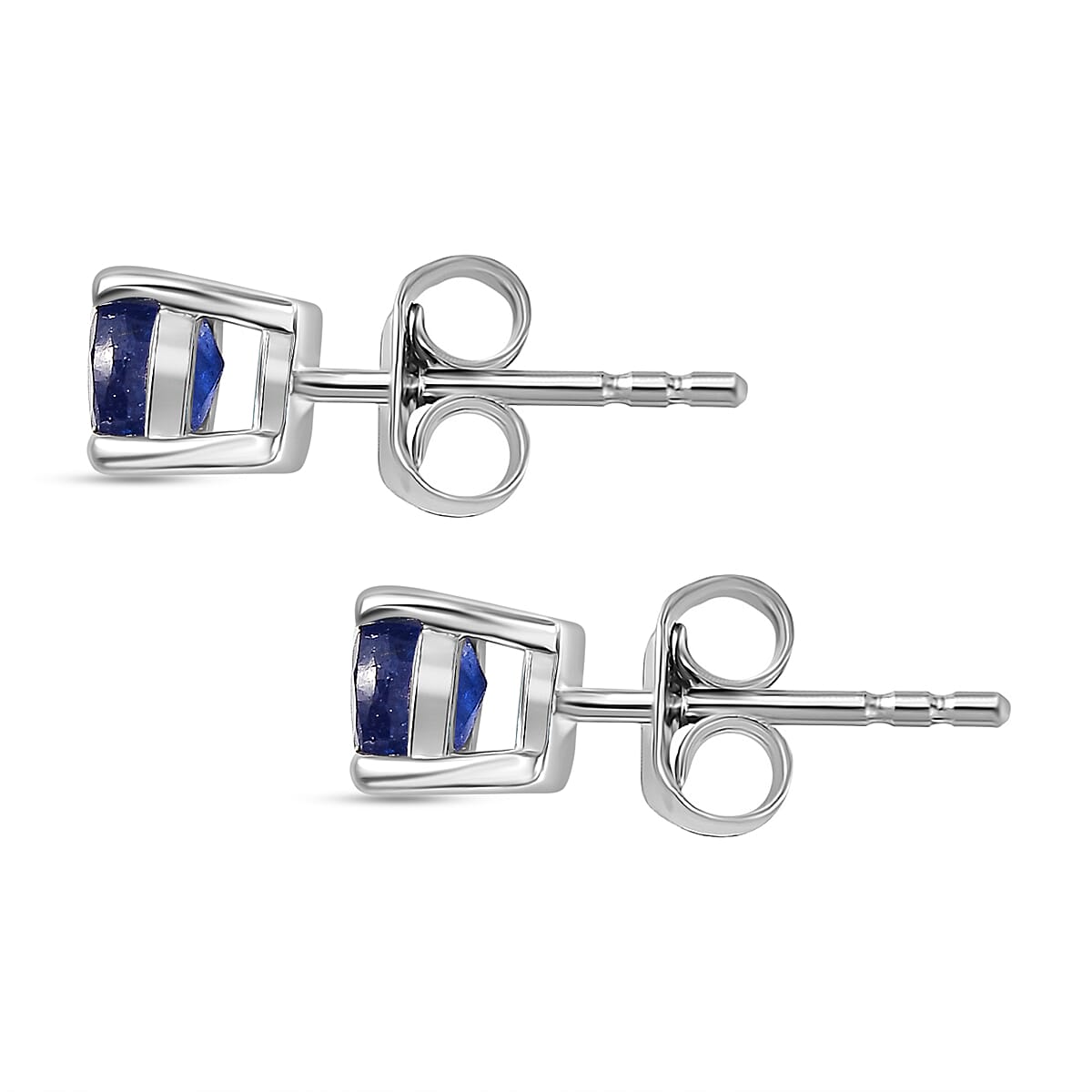 D'Joy Masoala Sapphire Solitaire Stud Push Post Earring in Platinum Overlay Sterling Silver 1.54 Ct. 8263239 4