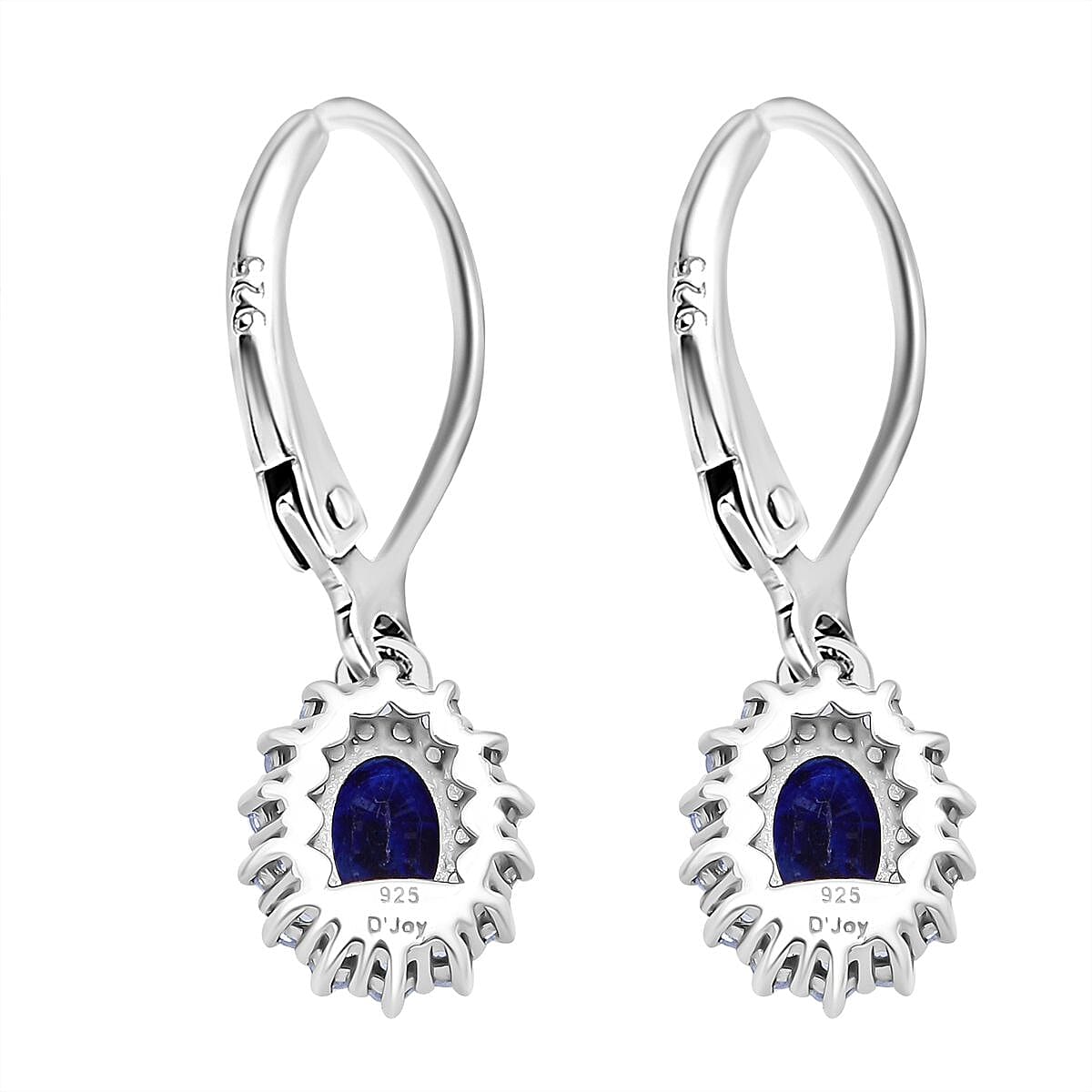 D'Joy Masoala Sapphire &amp; White Zircon Earring in Rhodium Overlay Sterling Silver 3.70 Ct. 8273289 4