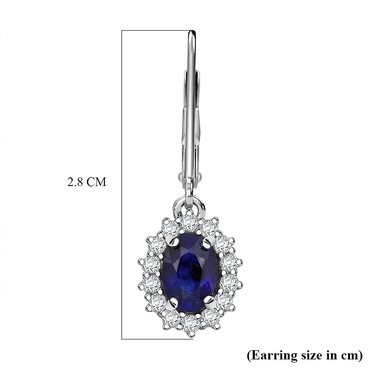 D'Joy Masoala Sapphire &amp; White Zircon Earring in Rhodium Overlay Sterling Silver 3.70 Ct. 8273289 5