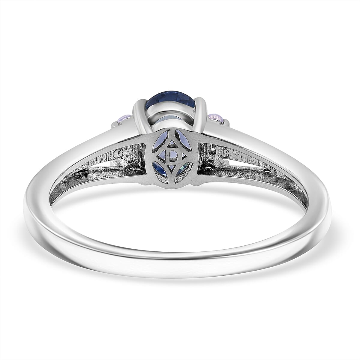 D'Joy Masoala Sapphire &amp; White Zircon Ring in Rhodium Overlay Sterling Silver 1.40 Ct. 8273017 4