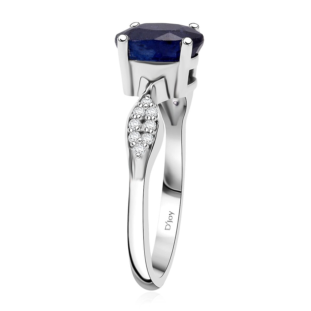 D'Joy Masoala Sapphire &amp; White Zircon Ring in Rhodium Overlay Sterling Silver 2.04 Ct. 8273040 3