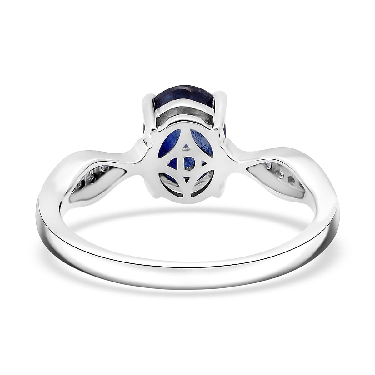 D'Joy Masoala Sapphire &amp; White Zircon Ring in Rhodium Overlay Sterling Silver 2.04 Ct. 8273040 4