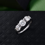 D'Joy Moissanite Trilogy Ring in Platinum Overlay Sterling Silver 1.71 Ct.
